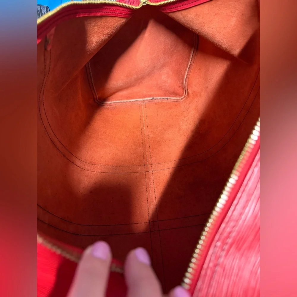 Louis Vuitton vintage red epi leather keepall 55